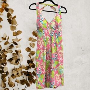 HTF Lilly Pulitzer Halter Dress | Hibiscus Pink Make a Splash Women Size 8 - EUC